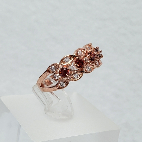 Rose Gold Red Stack Ring - Picture 5 of 8